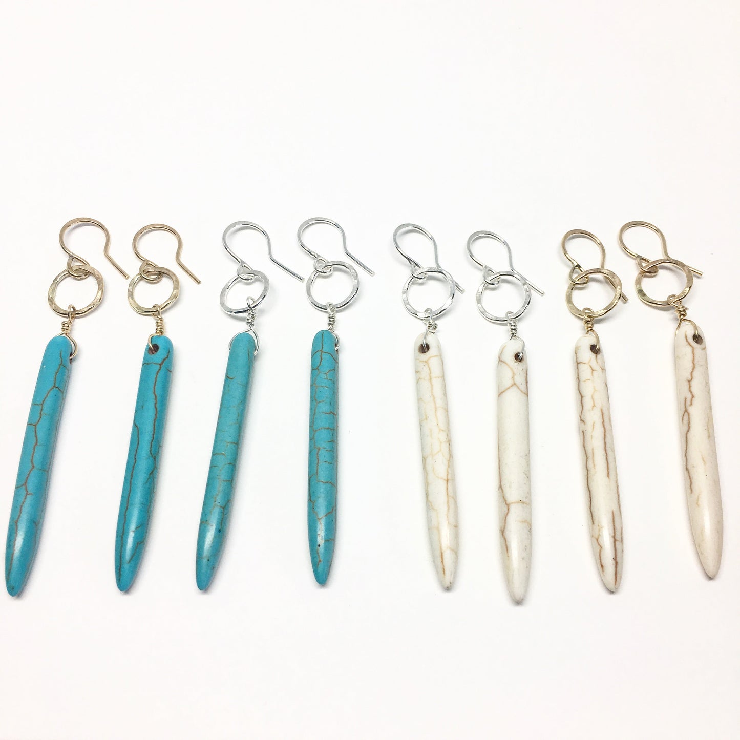 Cream Howlite Drop Earrings-1