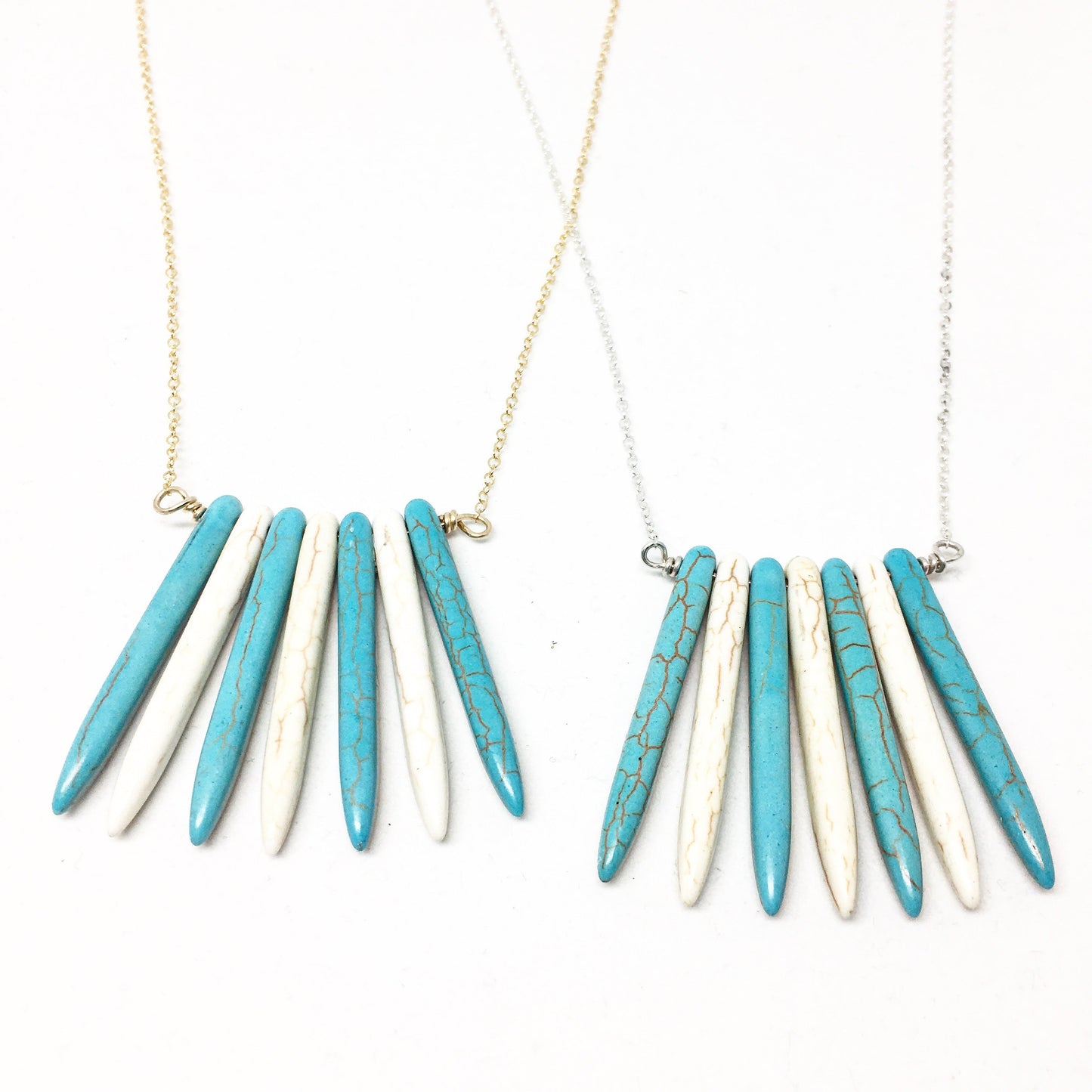 Howlite Spikes Necklace-0