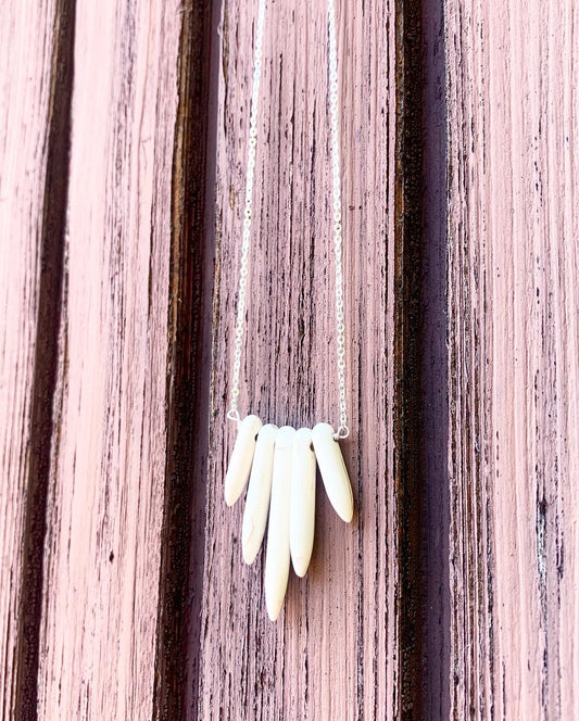 Cream Howlite Spike Necklace-1