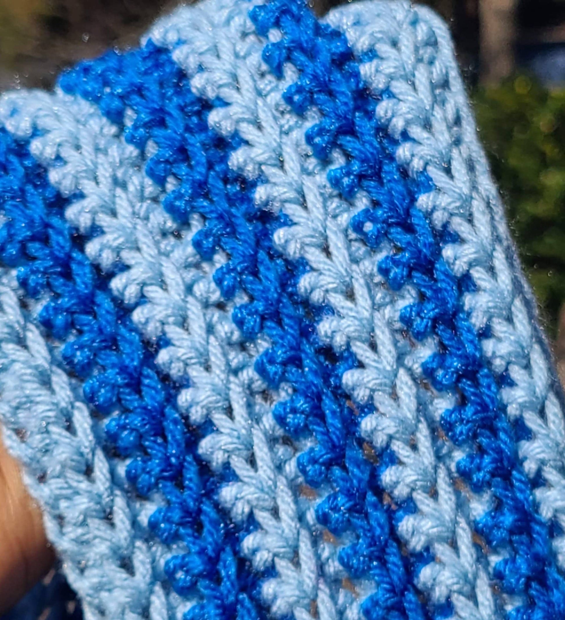 Blue Two Color Crochet Scarf-2