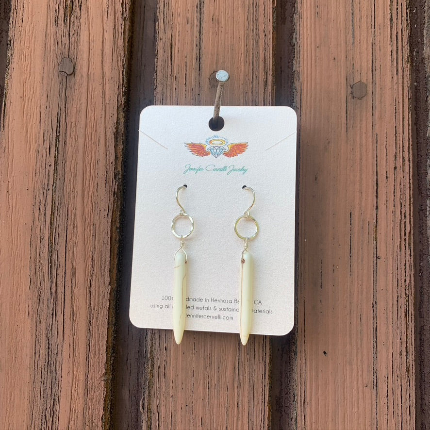 Cream Howlite Drop Earrings-2