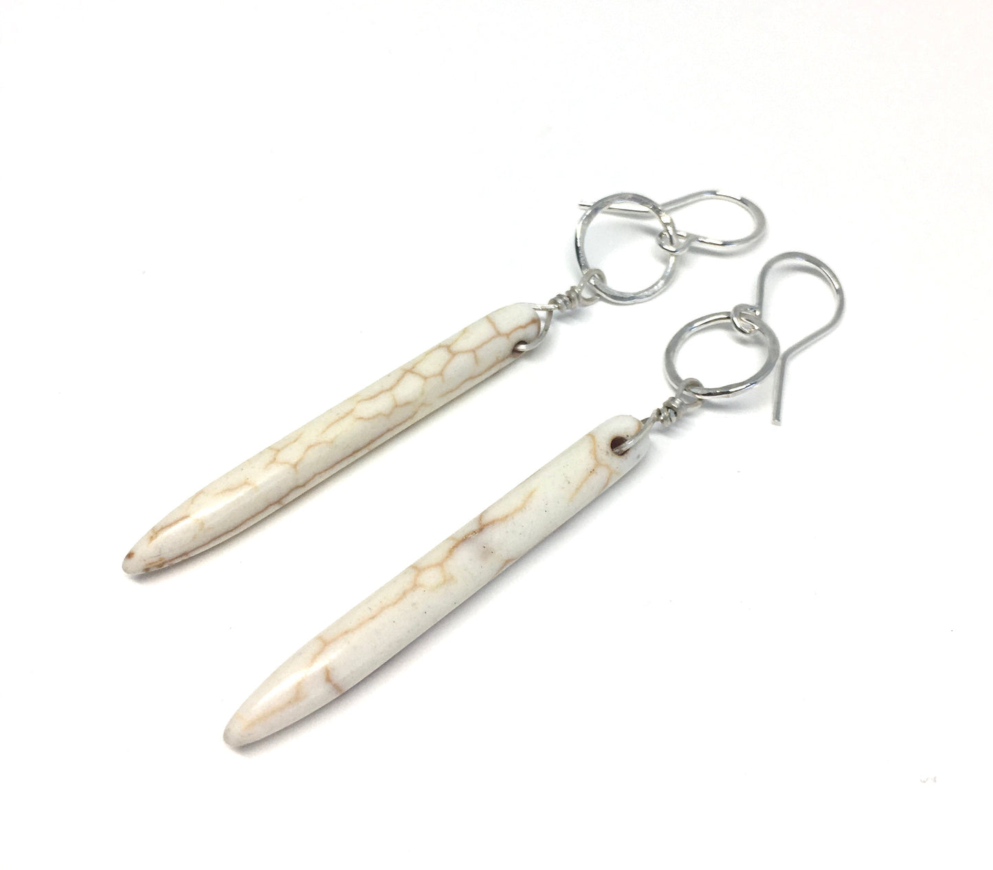 Cream Howlite Drop Earrings-0