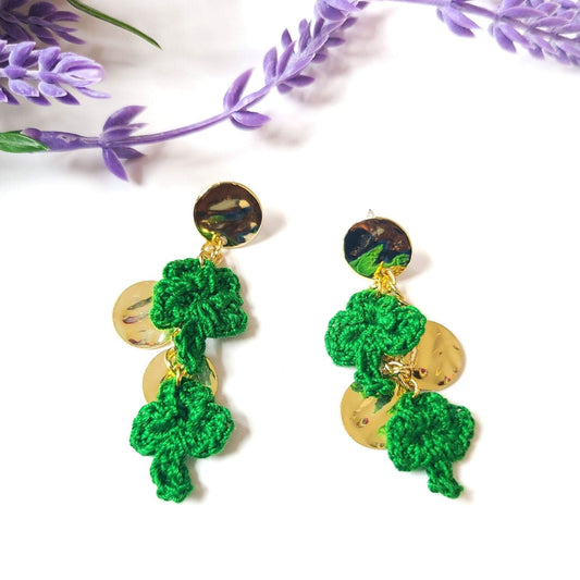 Trail of dangle shamrock earrings-0