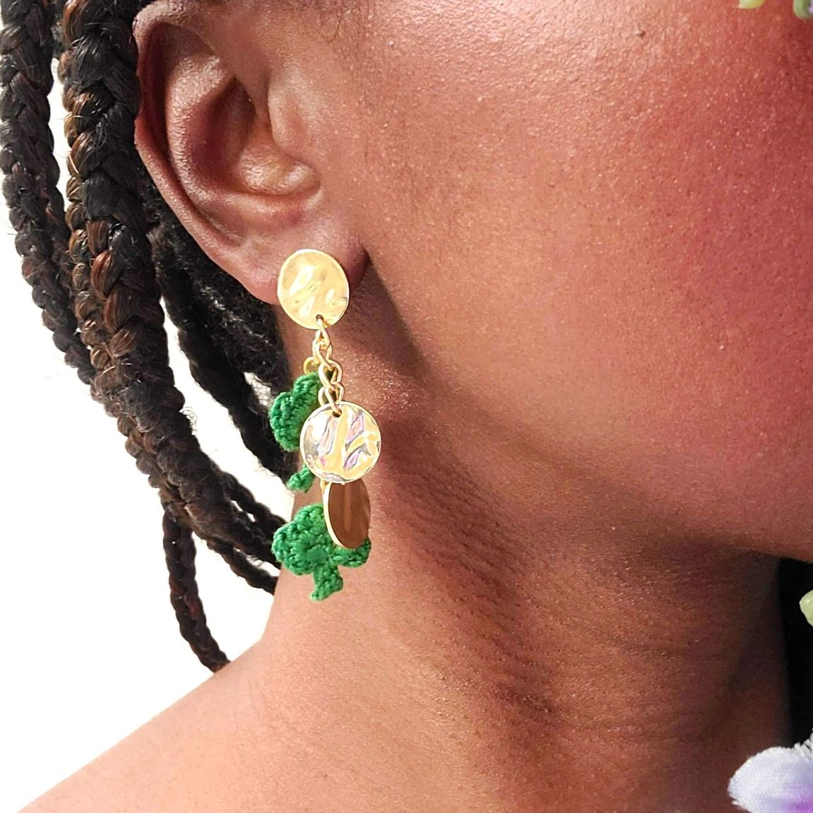Trail of dangle shamrock earrings-1