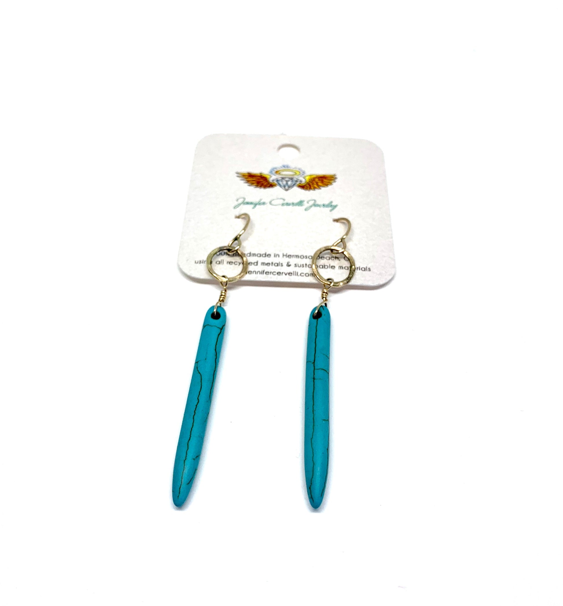 Turquoise Howlite Drop Earrings-2