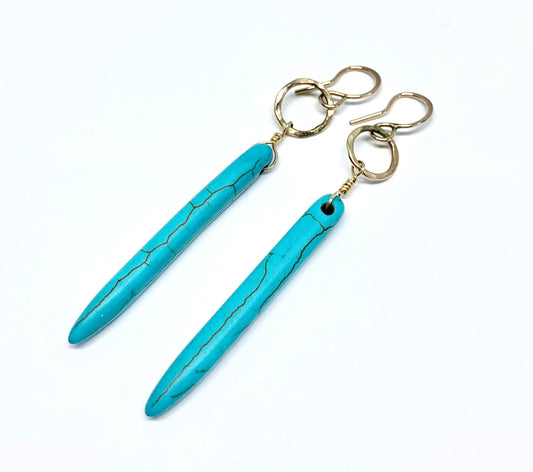 Turquoise Howlite Drop Earrings-0
