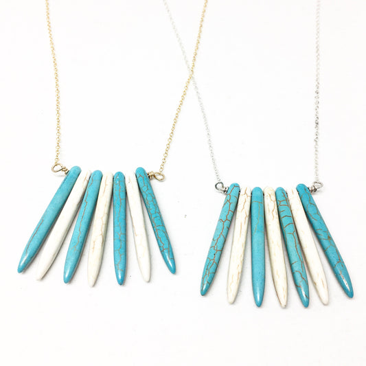 Howlite Spikes Necklace-0